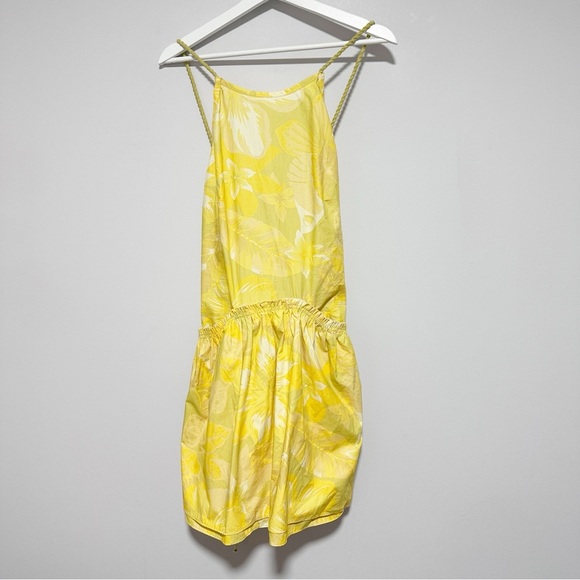 NWOT Free People Deserted Island Mini Yellow Floral Dress Size L - Picture 2 of 12